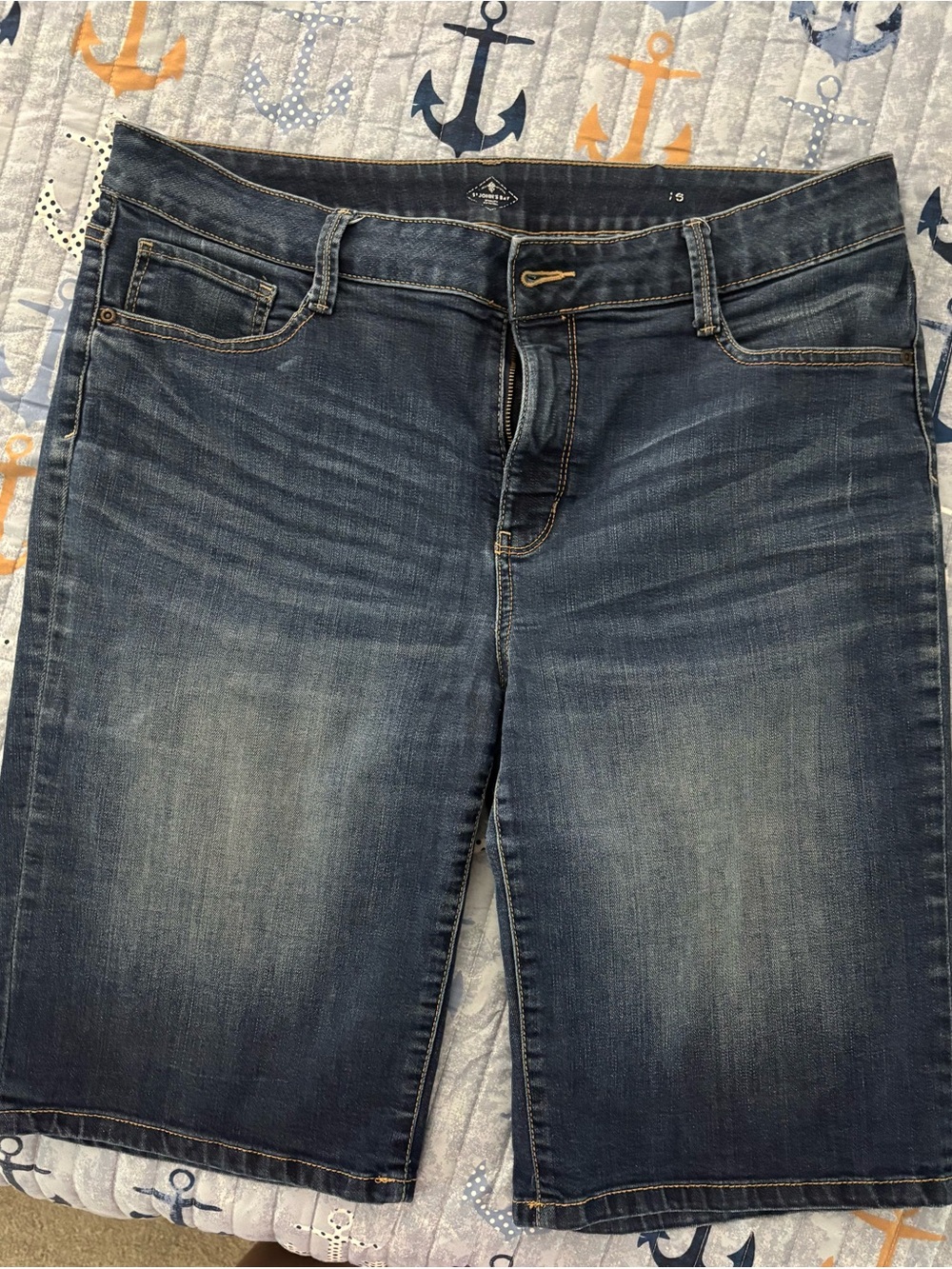 St. John's Bay Dark Blue Cropped Denim Shorts